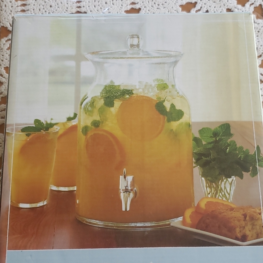 Sur La Table bubble Glass Dispenser Beverage Jar New